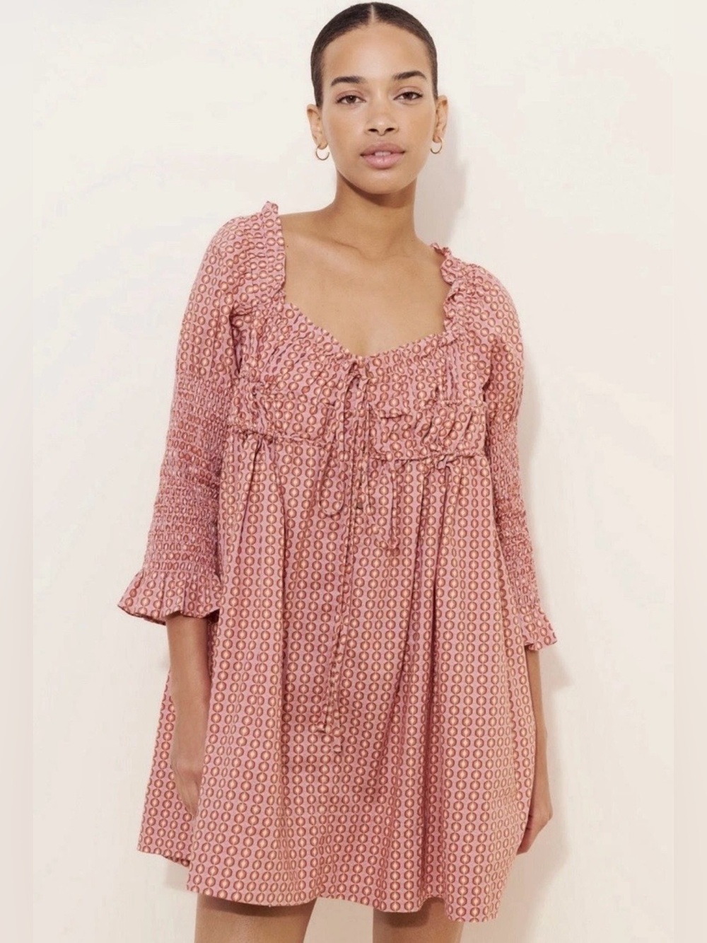 Free People Star Dip Babydoll Dress in Glass Roses Combo Size Large